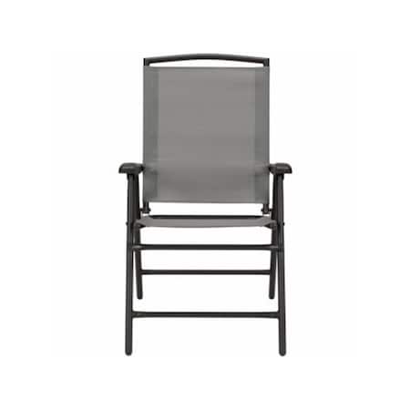 Woodard Sunny Isles Sling Fabric Steel Folding Chair, Graphite 270109